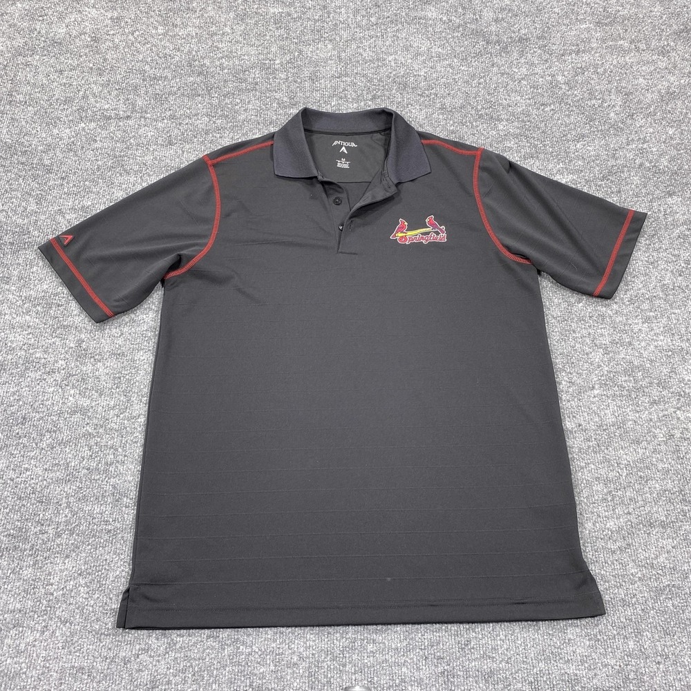 Springfield Cardinals Polo Shirt Mens Medium Black MiLB Baseball‎ Antigua